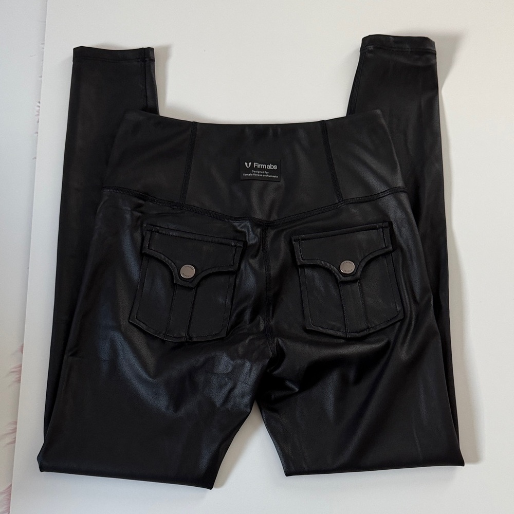 Firmabs Black Faux Leather Leggings